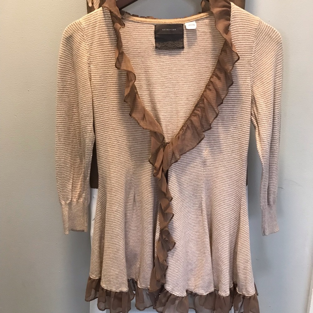 Anthropologie Cardigan Ruffle Detail - Picture 3 of 7